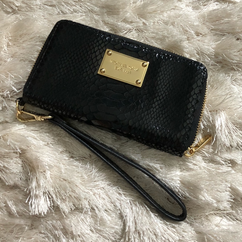 MK faux soft snake skin wallet